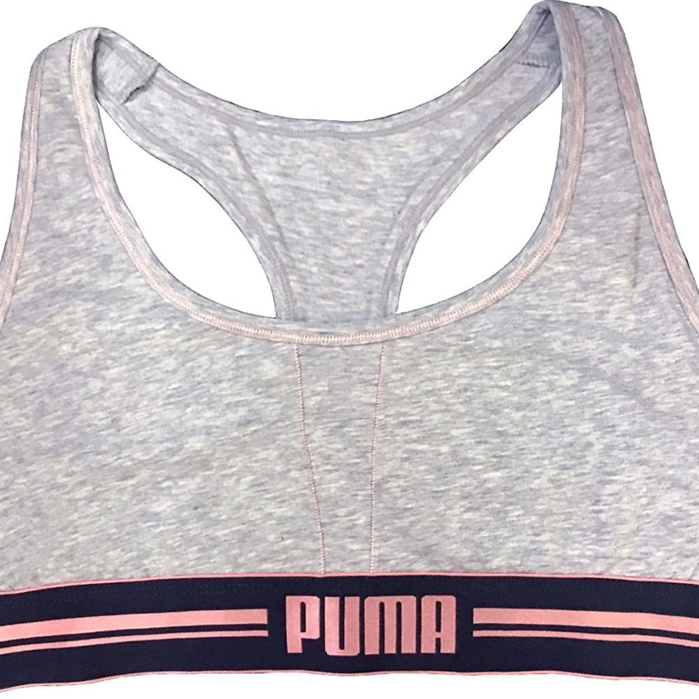 Puma Women's Light Support Sports Bra - Gray/Pink